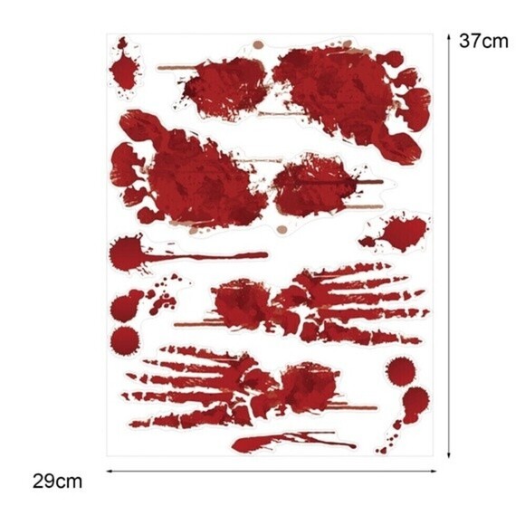 8 Halloween Stickers Fadeless Real Looking Scissors Hammer Bloody Hand. - Picture 3 of 11